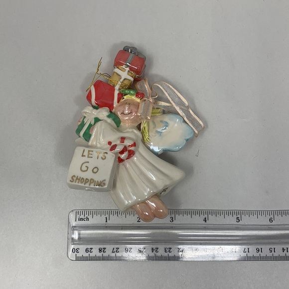 Let’s go shopping ANGEL with gifts Christmas tree ornament decoration used - Picture 6 of 17